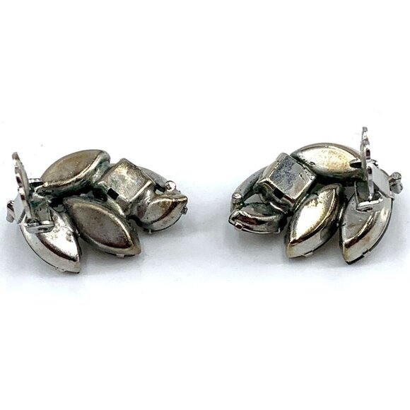 Juliana D&E Earrings Huggies Rhinestone Smoky Gray Clip On Crescent Moon - Picture 5 of 5